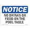 Signmission Safety Sign, OSHA Notice, 7" Height, Aluminum, No Drinks Or Food On Pool Table Sign, Landscape OS-NS-A-710-L-14493 - alternate 1